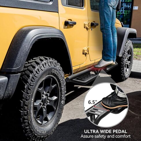 لوحات تشغيل YITAMOTOR وخطوات جانبية متوافقة مع 2018-2024 Jeep Wrangler JL 4 أبواب، قضيب Nerf مطلي بمسحوق أسود مع درجين لتشغيل السقف in Kuwait