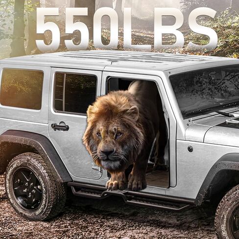 لوحات تشغيل YITAMOTOR وخطوات جانبية متوافقة مع 2018-2024 Jeep Wrangler JL 4 أبواب، قضيب Nerf مطلي بمسحوق أسود مع درجين لتشغيل السقف in Kuwait