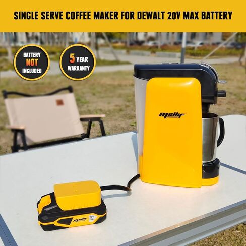 ماكينة صنع القهوة اللاسلكية من Mellif لبطارية Dewalt 20V بحد أقصى (بدون بطارية)، ماكينة تحضير القهوة المحمولة ذات الخدمة الواحدة لكبسولات K-Cup والقهوة المطحونة، ماكينة تحضير القهوة للتخييم في الهواء الطلق، والسفر، والمنزل in Kuwait