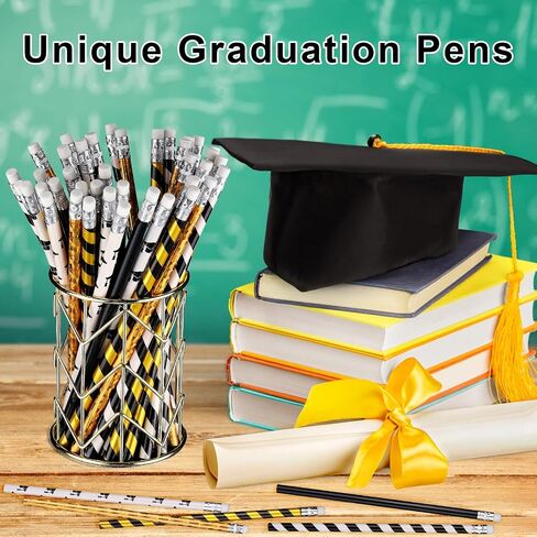 Graduation Pencils 2024 Assorted Kids Pencils Classic Novelty Graduation Hat Stripe Pencils with Eraser End of School Year Students Gift Birthday Party Favor Office Supplies, 5 Styles (50 Pieces) in Saudi Arabia