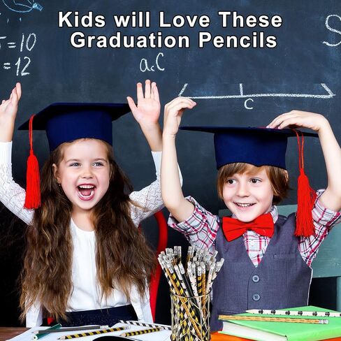 Graduation Pencils 2024 Assorted Kids Pencils Classic Novelty Graduation Hat Stripe Pencils with Eraser End of School Year Students Gift Birthday Party Favor Office Supplies, 5 Styles (50 Pieces) in Saudi Arabia