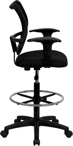 Flash Furniture Elaine Mid-Back Gray Mesh Drafting Chair with Adjustable Arms in Saudi Arabia