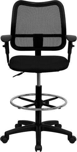 Flash Furniture Elaine Mid-Back Gray Mesh Drafting Chair with Adjustable Arms in Saudi Arabia