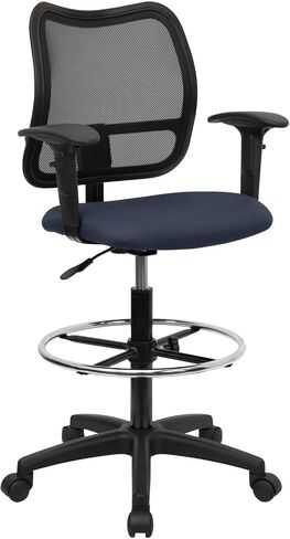 Flash Furniture Elaine Mid-Back Gray Mesh Drafting Chair with Adjustable Arms in Saudi Arabia