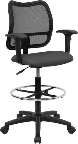 Flash Furniture Elaine Mid-Back Gray Mesh Drafting Chair with Adjustable Arms in Saudi Arabia