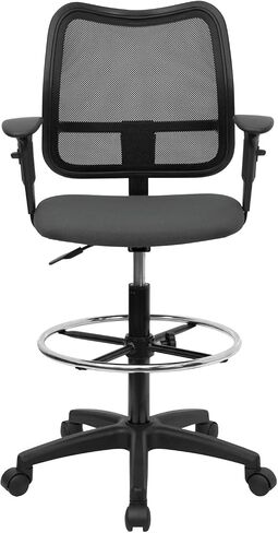 Flash Furniture Elaine Mid-Back Gray Mesh Drafting Chair with Adjustable Arms in Saudi Arabia