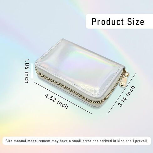 holographic Credit Card Holder for Women, 11 Card Slots with Zipper Card Case Wallet, Slim&Lightweight (Pink) in Kuwait