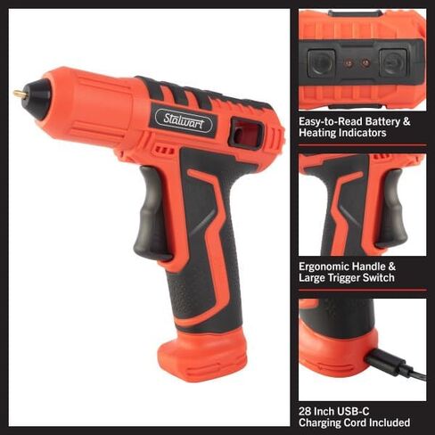 4V Cordless Hot Glue Gun - Wireless Glue Gun Kit with 15 Second Warm-Up Time and 20 Sticks - Crafting and Classroom Essentials by Stalwart (Pink) in Saudi Arabia