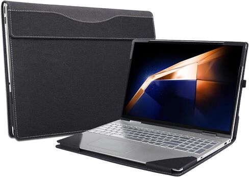 غطاء حافظة كمبيوتر محمول لعام 2024 أحدث 16 بوصة Samsung Galaxy Book4 Pro 360 وSamsung Galaxy Book4 Ultra وSamsung Galaxy Book4 Pro، 2 في 1 حقيبة واقية من جلد البولي يوريثان مع حامل قلم (رمادي داكن) in Kuwait