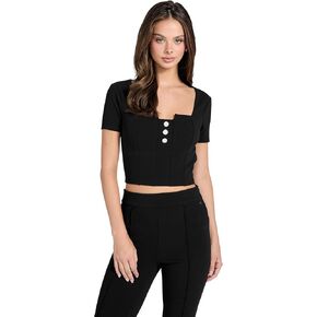 Guess Women's Eco Short Sleeve Square Neck Evelina Top in Kuwait