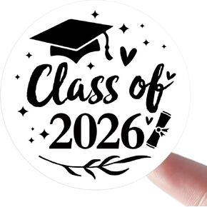 120 × ملصق تخرج فئة 2026 - ملصقات لكبار السن باللونين الأبيض والأسود - ملصقات هدايا لحفلات التخرج للدعوات والأظرف وحقائب الهدايا (مستدير 1.6 بوصة) in Kuwait