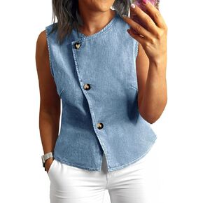 UNCLECAT Womens Denim Vest Tops 2026 Spring Summer Button Down Sleeveless Blazer Business Casual Work Waistcoat in Saudi Arabia