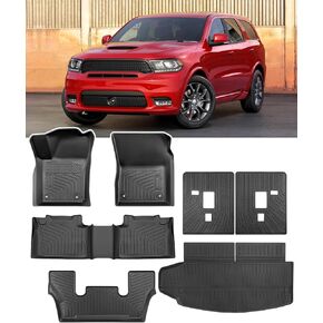 for Dodge Durango Floor Mats: 2016-2026 6-Seater Car Accessories, All-Weather TPE Rubber Backrest mats & Cargo Liner & Carpets Custom Fit for Durango 2025 2024 2023 2022 2021 2020 2019 2018 2017 in Saudi Arabia
