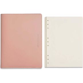 A5 PU Leather Binder Cover, 6 Ring Loose Leaf Notebook with 60 Sheets Blank Dowling Paper, Refillable Round Ring A5 Binder for School Supplies, Meeting Records, Budget Notebook Folder(Pink) in Kuwait