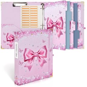 ملف مقاس 1 بوصة مكون من 3 حلقات مع حافظة، تصميم لطيف على شكل فيونكة وردية اللون، يحمل 200 ورقة بحجم A4، جيوب داخلية و5 فواصل لعلامات التبويب، مجلد وردي كلاسيكي جميل للوازم المكتبية المدرسية (فيونكة ماسية وردية) in Kuwait