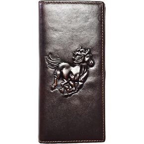 Men's Retro Genuine Leather Wallet Bifold Long Embossed Clutch Zipped Coin Purse RFID Blocking Dragon Coffee (Crocodile Tail) in Kuwait