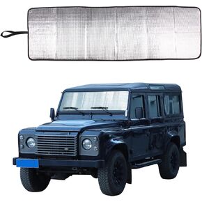 مظلة الشمس للزجاج الأمامي لسيارة Land Rover Defender 90 110 130 ملحقات السيارة الفضية السميكة 5 طبقات عاكس للأشعة فوق البنفسجية للنافذة الأمامية الأوتوماتيكية وغطاء واقي من الشمس والحفاظ على برودة سيارتك (2004-18 قطعة واحدة) in Saudi Arabia