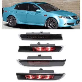 HECASA 4pcs ضوء علامة جانبية متوافق مع 2004-2008 Honda Acura TL استبدال نموذج القاعدة لـ 33850SEPA01 33800SEPA01 33655SEPA01 33650SEPA01 مصابيح إشارة المصد عدسة الدخان الأسود الإسكان الأحمر LED in Kuwait