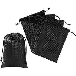 حقائب برباط مطلية بالبولي يوريثان من PALTERWEAR (مجموعة من 5) مقاومة للماء، منظمات سفر قابلة للتمدد للاتجاهات للصالة الرياضية والأحذية وأدوات الزينة والعتاد الفني - متينة، قابلة للتنظيف بالمسح (أسود ثلاثي الأبعاد، 10 × 15 بوصة) in Kuwait