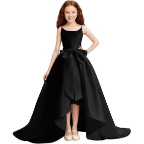 فساتين فتاة الزهرة الساتان لحفلات الزفاف مع فستان المناولة الأولى الأنيق بعقدة فيونكة in Kuwait