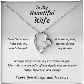 Jewelry Romantic 14k White or 18k Yellow Gold-plated Necklace for Wife from Husband Necklace with Heartfelt Message Card Rose Gift Box Anniversary, Birthday, Christmas or Valentine's Day in Saudi Arabia