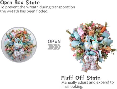 16 Inch Egolot Easter Mesh Deco Bunny Wreath with Eggs and Carrots for Front Door, Spring Pink and Blue Ribbon Easter Wreath for Spring, Rustic and Farmhouse Ribbon for Home Decor in Saudi Arabia