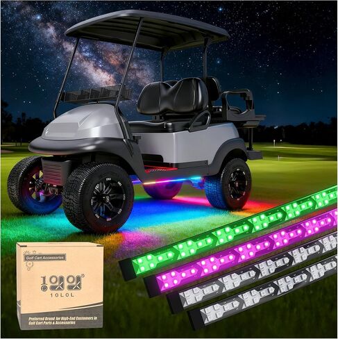 6PCS Golf Cart Underbody Light Kit with Canopy Lights, Underglow LED Strip for Yamaha EZGO Club Car, 24 Modes Multicolor RGB Music Sync IP67 Waterproof in Saudi Arabia