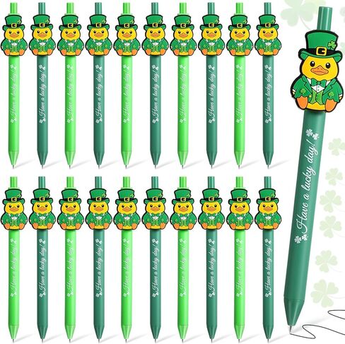 Marspark 24 Pcs St. Patrick's Day Pens Gifts Bulk Shamrock Ballpoint Pens with Leprechaun Patterns Irish Green Clover Gifts for St. Patrick's Day Office Party Favors in Saudi Arabia
