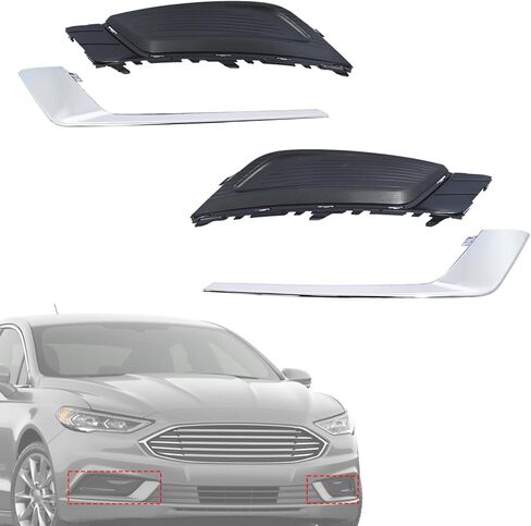 أغطية مصابيح الضباب الأمامية مصد الصدمات من الكروم HS7Z17B814AB HS7Z17B814AA متوافق مع Ford Fusion 2017 2018 (جانب السائق وجانب الركاب) in Kuwait