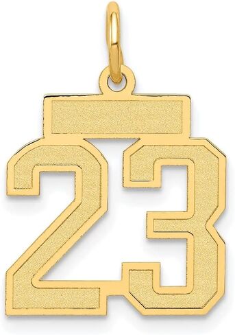 10K Yellow Gold Small Satin Number Charm Pendant in Saudi Arabia