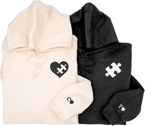 NAZENTI Custom Couples Embroidered Zip Hoodies, Personalized Matching Outfits for Couples, Custom Gifts for Valentines Day in Saudi Arabia