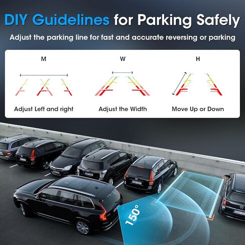 【2 Charging Methods】Backup Camera 5" AHD 1080P Back up Camera Systems for Cars Vehicle Backup Camera with Monitor LED Colored Night Vision DIY Guidelines 140° Wide Angle IP68 Reverse Camera for Truck in Kuwait