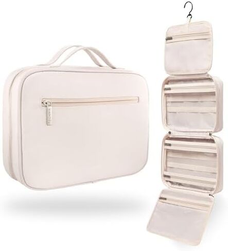 حقيبة أدوات الزينة المعلقة المقاومة للماء من فاندل للسفر، حقيبة تنظيم المكياج المعلقة، حقائب سفر لمستحضرات التجميل للنساء، حقيبة مكياج منظم أدوات الزينة، علبة دش الحمام - قماش قطني أزرق in Kuwait