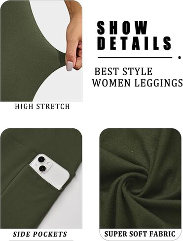 Buttery Soft Capri Leggings with Pockets, High Waisted Tummy Control No See Through Workout Yoga Capri Leggings for Women in Saudi Arabia