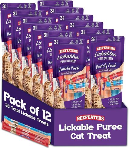 علاج القطط من Beefeaters Lickables، مجموعة متنوعة، 3 قيراط، علبة مكونة من 12 قطعة in Kuwait