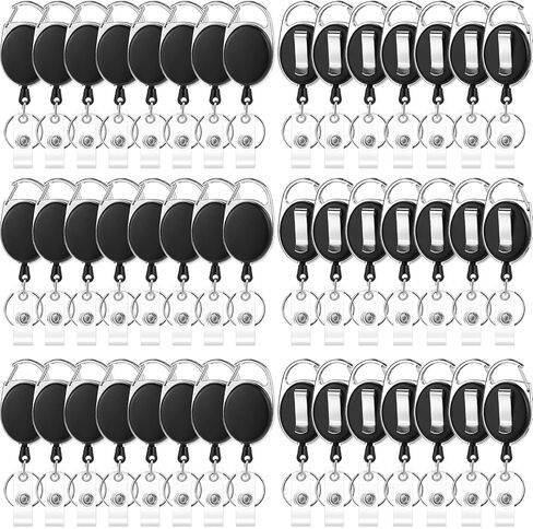 50 Pcs Badge Reels Retractable Heavy Duty Id Badge Holders Retractable Clip Keychain Bulk with Carabiner Lanyard Key Ring for Office Work Employee Nurse ID Card and Keychain in Saudi Arabia