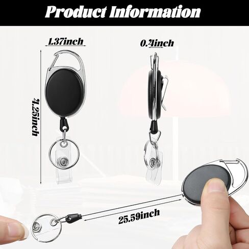 50 Pcs Badge Reels Retractable Heavy Duty Id Badge Holders Retractable Clip Keychain Bulk with Carabiner Lanyard Key Ring for Office Work Employee Nurse ID Card and Keychain in Saudi Arabia