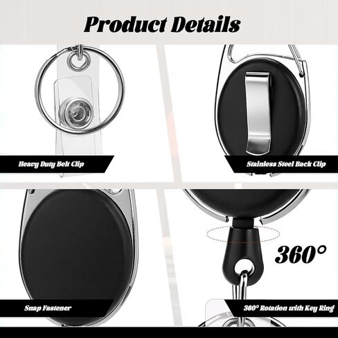 50 Pcs Badge Reels Retractable Heavy Duty Id Badge Holders Retractable Clip Keychain Bulk with Carabiner Lanyard Key Ring for Office Work Employee Nurse ID Card and Keychain in Saudi Arabia