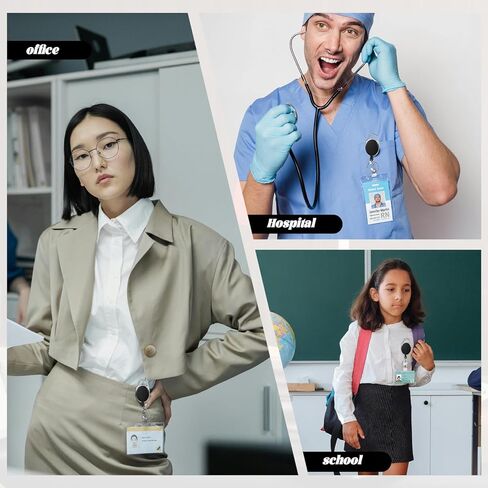 50 Pcs Badge Reels Retractable Heavy Duty Id Badge Holders Retractable Clip Keychain Bulk with Carabiner Lanyard Key Ring for Office Work Employee Nurse ID Card and Keychain in Saudi Arabia