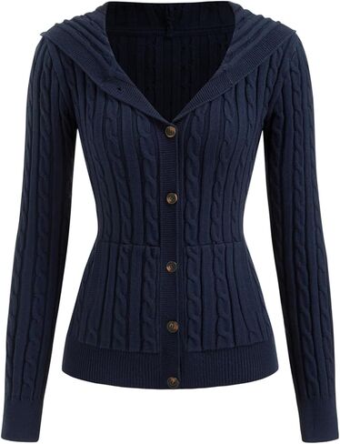 CIDER Cable Knit Hooded Long Sleeve Cardigan in Saudi Arabia