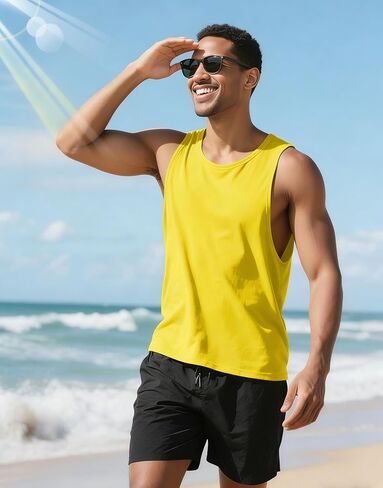 Men’s Active Quick Dry Y-Back Tank Tops UPF 50+ Sleeveless Muscle Shirts Performance Workout Cut Off Shirt in Saudi Arabia