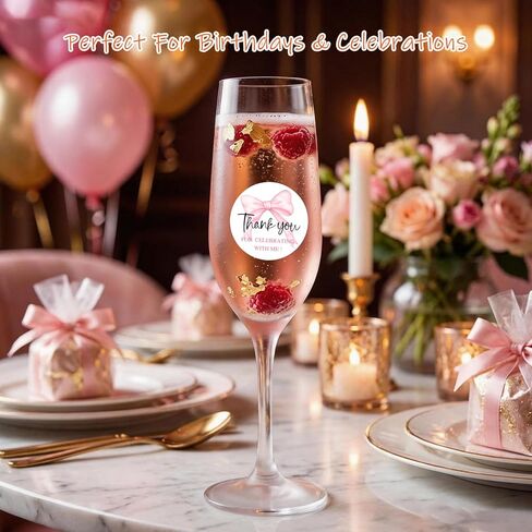 120 عبوة من ملصقات شكرًا لك على شكل فيونكة وردية، ملصقات شكرًا على شكل قوس مع تصميم شريطي لطيف، ملصقات مستديرة للحفلات لحفلة استقبال المولود الجديد وعيد الحب وملصقات إغلاق على شكل مغلف، 1.6 بوصة (معي) in Kuwait