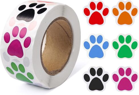 500 Pcs Paw Prints Stickers, 1in Colorful Self-Adhesive Puppy Prints Stickers Labels Animal Shape Wall Decal, Paw Prints Envelope Seal for DIY Crafts Classroom Gift Decoration in Saudi Arabia