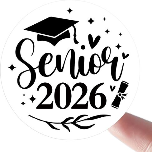 120 x Class of 2026 Graduation Stickers – Black & White Senior Labels – Graduation Party Favor Stickers for Invitations, Envelopes & Gift Bags (1.6 Inch Round) in Saudi Arabia