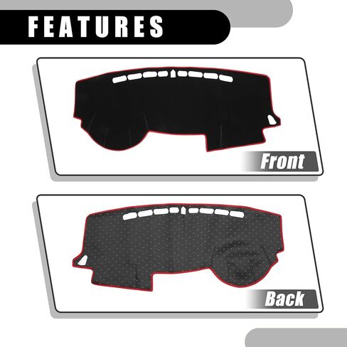 Dash Cover - Car Center Console Non-Slip Dash Board Mat - for Kia Rio 2011-2014 - Polyester Black Red - 1Pc in Saudi Arabia