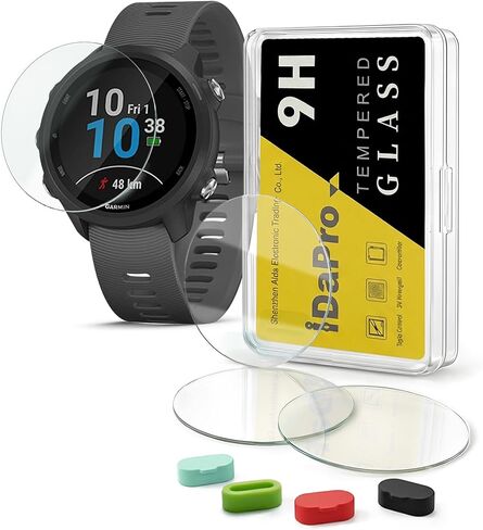 [4 عبوات] واقي شاشة لساعة Garmin Forerunner 55 45 45S الذكية + سدادات سيليكون مضادة للغبار، زجاج مقسى مضاد للخدش وخالي من الفقاعات in Saudi Arabia