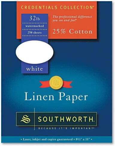 Southworth J558C 25% Cotton Linen Business Paper 32 lbs. 8-1/2 x 11 White 250/Box in Saudi Arabia