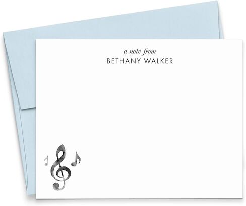 Personalized Music Note Stationery Set With Envelopes, FLAT Musical Theme Stationary Notecards For Writing, Custom Gifts For Music Teachers, Elegant Note Cards, Your Choice of Colors And Quantity in Saudi Arabia