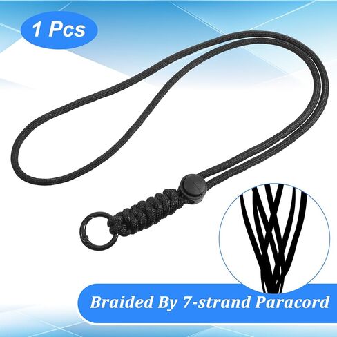 Stretchy Metal Paracord Lanyard, Black Key Lanyards with Keyring for Keys and Id Card Badge Holder (1PCS) in Saudi Arabia