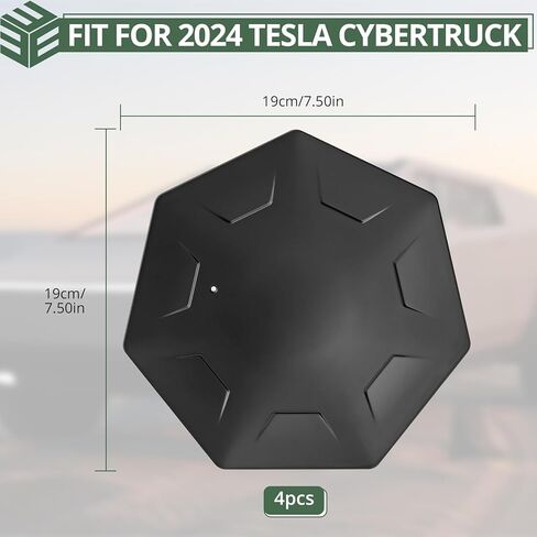 أغطية محور العجلة EYPINS لسيارة Tesla Cybertruck 2024 2025، مجموعة من 4 أغطية مركزية ممتازة من ABS، أسود غير لامع، ملحقات Cybertruck ذات تغطية كاملة، مقاومة للطقس لجميع المواسم in Kuwait
